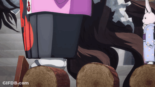 Cartoon Rabbit Standing Next To Purple 9 GIF