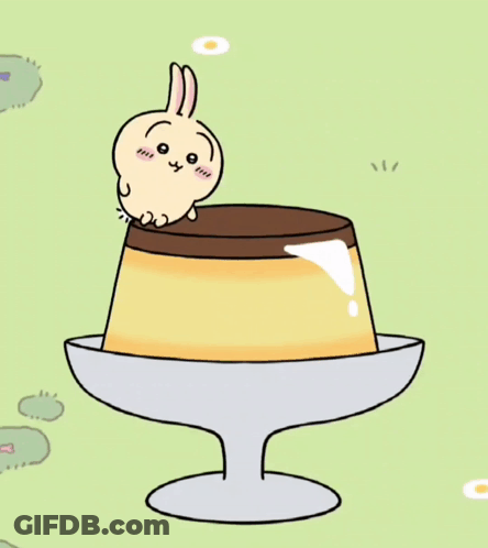 Cartoon Rabbit Standing On Pudding GIF