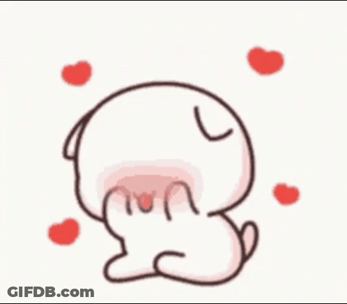 Cartoon Rabbit Surrounded By Red Hearts GIF