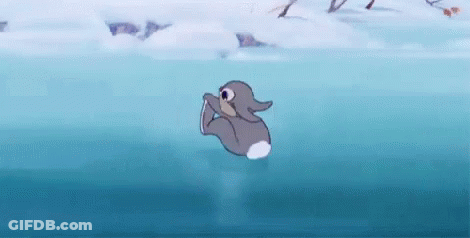 Cartoon Rabbit Swimming In Lake GIF