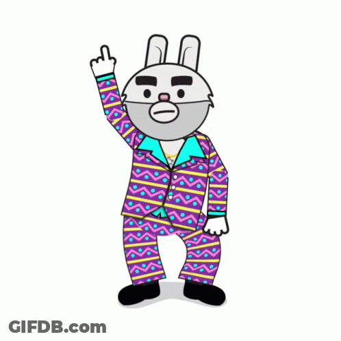 Cartoon Rabbit With Beard Giving Middle Finger GIF