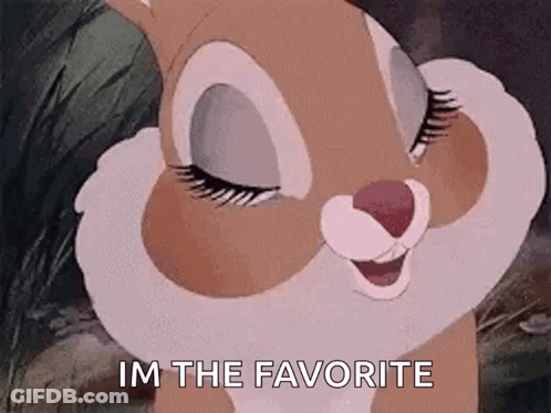 Cartoon Rabbit With Eyes Closed Saying I'm The Favorite GIF