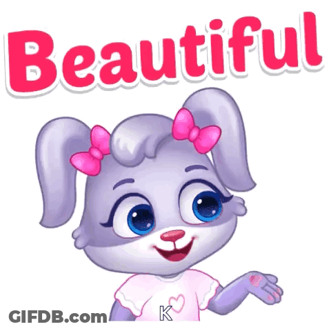 Cartoon Rabbit With Hearts And Beautiful GIF