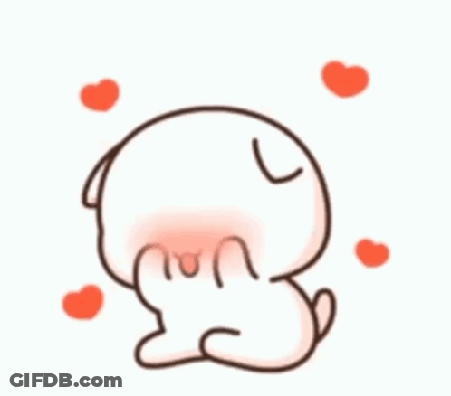 Cartoon Rabbit With Hearts GIF