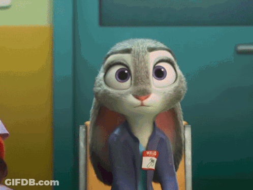 Cartoon Rabbit With Hello Name Tag GIF
