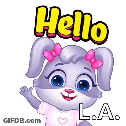 Cartoon Rabbit With Pink Bow Saying Hello L.A GIF