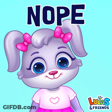Cartoon Rabbit With Pink Bow Saying Nope GIF