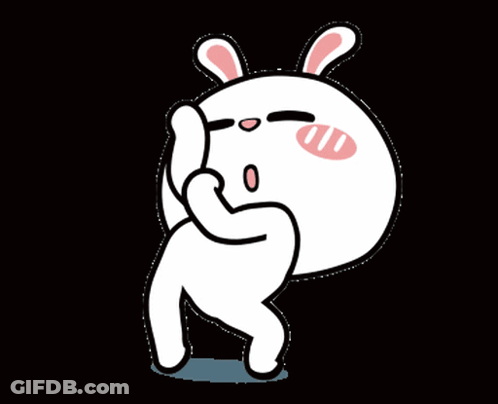 Cartoon Rabbit With Pink Ears Covering Face GIF