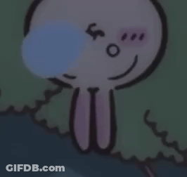 Cartoon Rabbit With Pink Ears Eating GIF