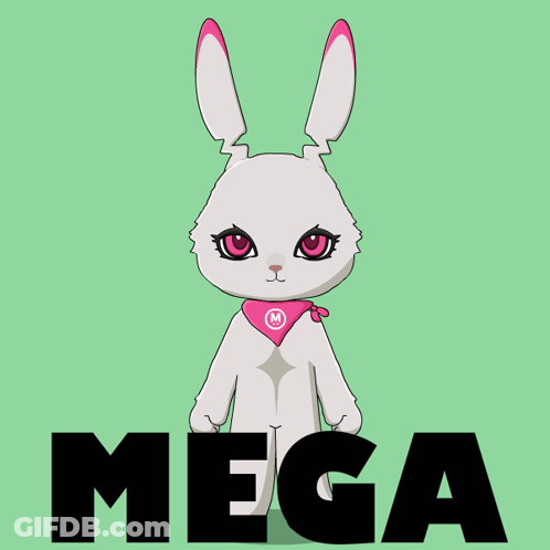 Cartoon Rabbit With Pink Scarf Saying Mega GIF