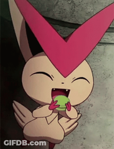 Cartoon Rabbit With Pink V Holding Green Object GIF