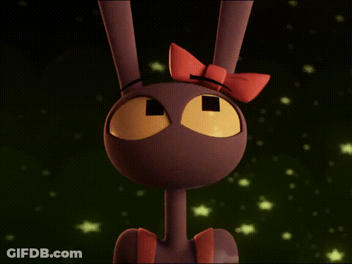 Cartoon Rabbit With Red Bow GIF