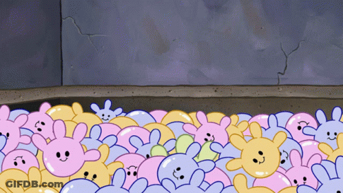 Cartoon Rabbits With Smiley Faces GIF