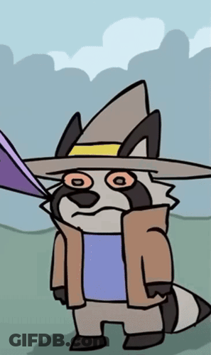Cartoon Raccoon Wearing Hat And Jacket GIF