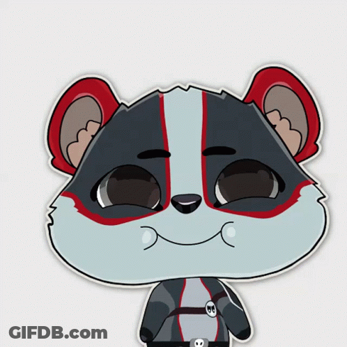 Cartoon Raccoon With Skull On Belt GIF