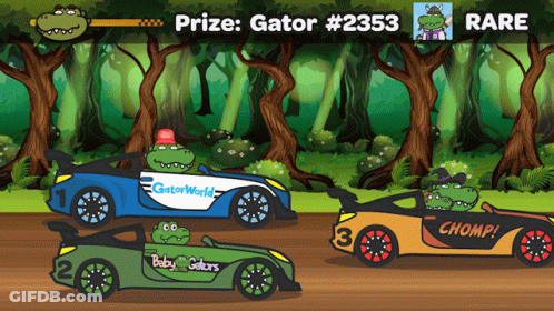 Cartoon Racing Game With Gator #2353 GIF
