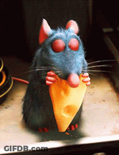 Cartoon Rat Holding Cheese GIF