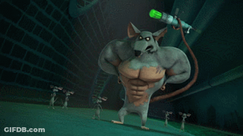 Cartoon Rat Holding Green Weapon GIF