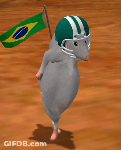 Cartoon Rat With Football Helmet Holding Flag GIF