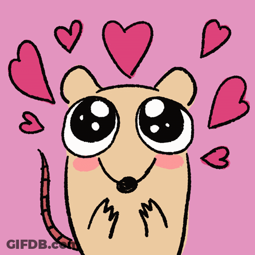 Cartoon Rat With Hearts GIF