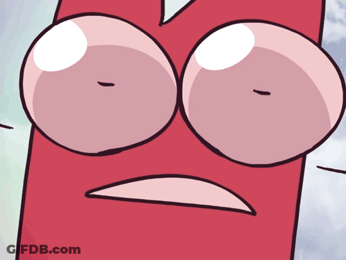 Cartoon Red Block With Big Eyes And Sad Face GIF