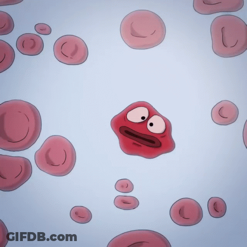 Cartoon Red Blood Cells With Faces GIF