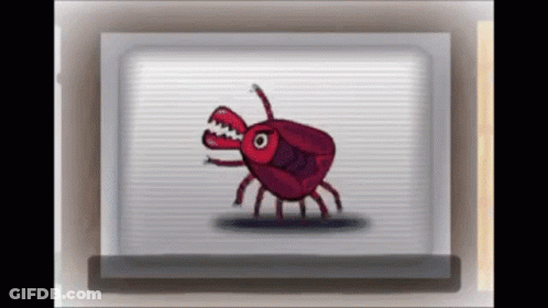 Cartoon Red Bug With Big Mouth GIF