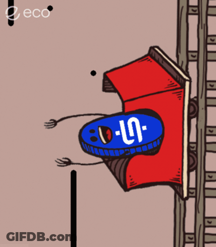 Cartoon Red Car With Blue Sign Saying LN GIF