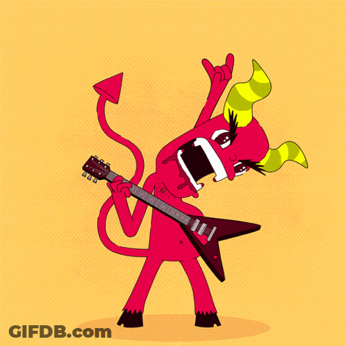 Cartoon Red Devil Rock On GIF