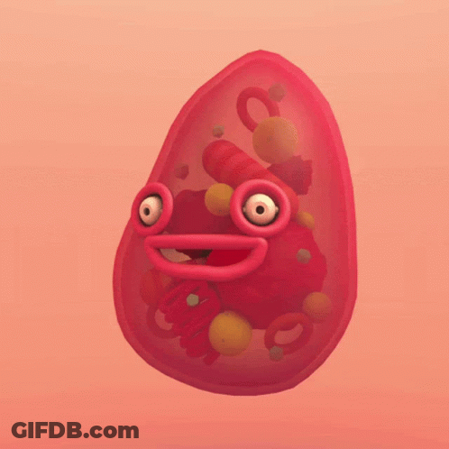 Cartoon Red Egg With Face GIF