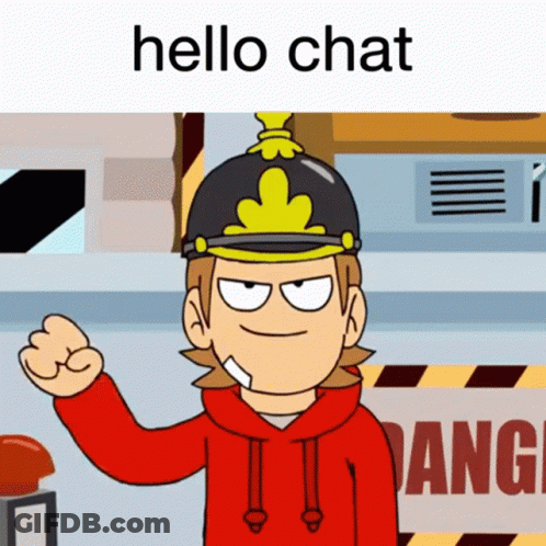 Cartoon Red Hoodie Black Hat Saying Hello Chat GIF