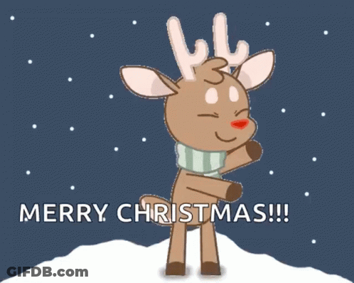 Cartoon Reindeer Says Merry Christmas GIF