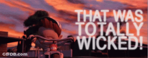 Cartoon Riding Bike Saying That Was Totally Wicked GIF