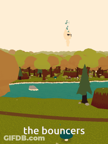 Cartoon River With Words The Bouncers GIF