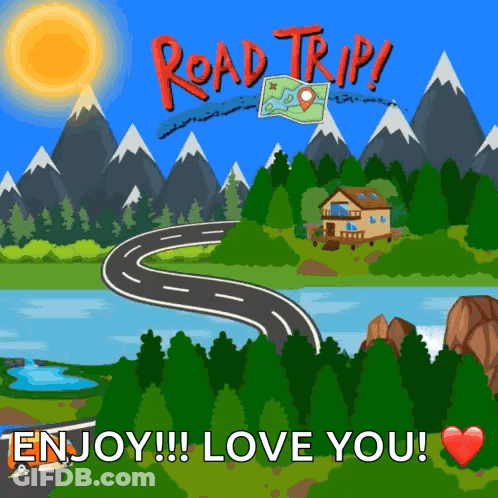 Cartoon Road Trip Enjoy!!! Love You GIF