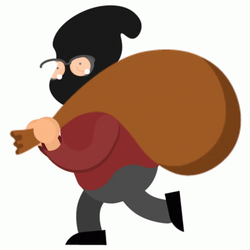Cartoon Robber Walking Away Animation GIF