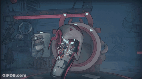 Cartoon Robot And Circle With Triangles GIF