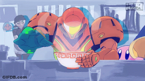 Cartoon Robot Eating Ramen GIF