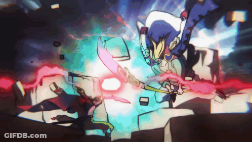 Cartoon Robot Fighting Robot With Sword GIF