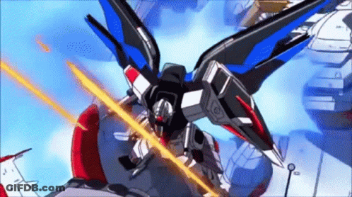 Cartoon Robot Flying With Sword GIF