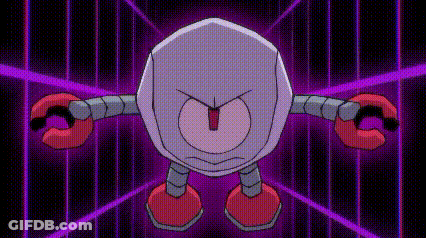 Cartoon Robot In Dark Room With Purple Lights GIF