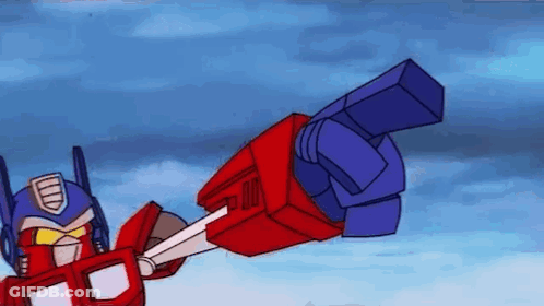 Cartoon Robot Pointing Gun At Another Robot GIF