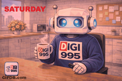 Cartoon Robot Saying Happy Saturday GIF