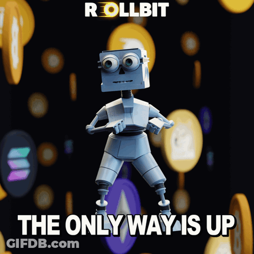 Cartoon Robot Saying The Only Way Is Up GIF