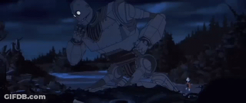 Cartoon Robot Standing In Dark Forest GIF