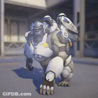 Cartoon Robot Standing On Concrete GIF