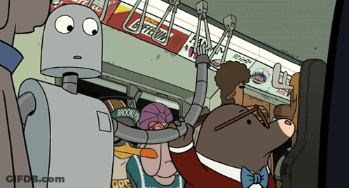Cartoon Robot Wearing Brooklyn Hat GIF