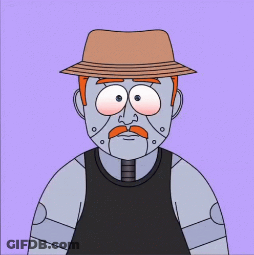 Cartoon Robot Wearing Hat Smoking GIF