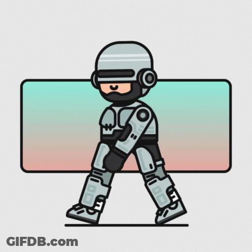 Cartoon Robot Wearing Helmet And Headphones GIF