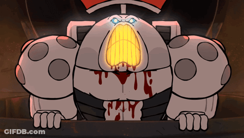 Cartoon Robot With Blood Dripping From Mouth GIF